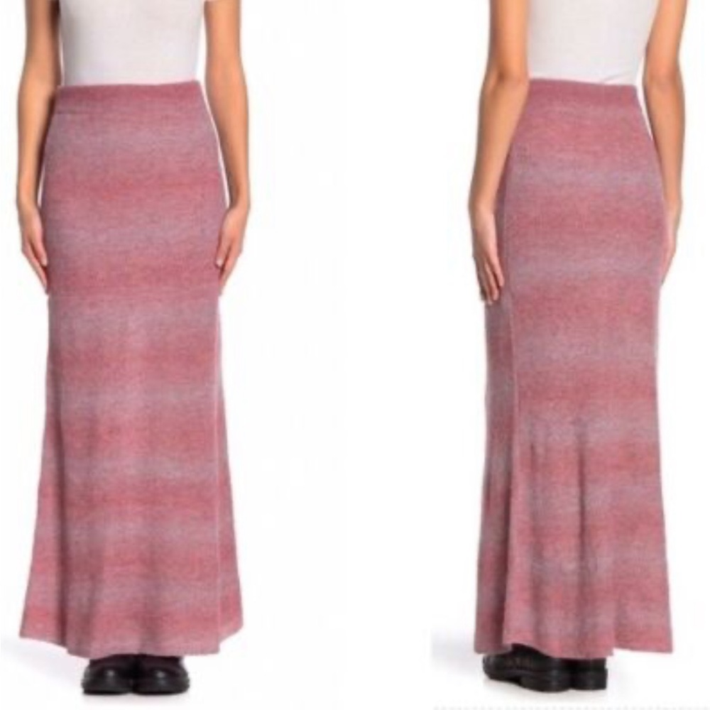 FREE PEOPLE Pink Sunset Drag Me Out Lightweight Knit Ankle Long Maxi Size L NWT